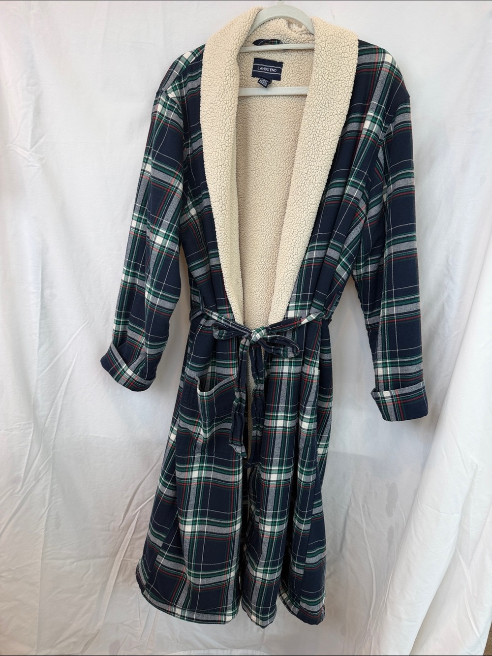 Plaid robe with sherpa lining